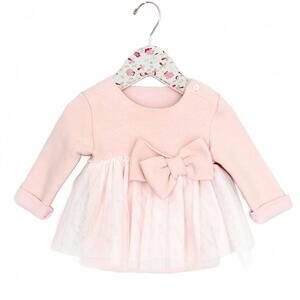 NEW MAE LI ROSE girls' lily lace and bow 2-piece tunic and legging set in peach